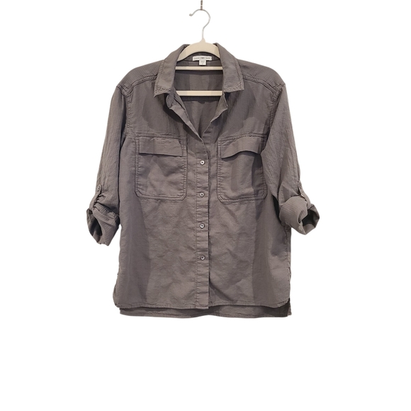 Standard James Perse Cotton 3/4 Sleeve Gray Button Up - Picture 1 of 9